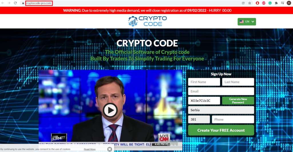 cryptocode pro frontpage