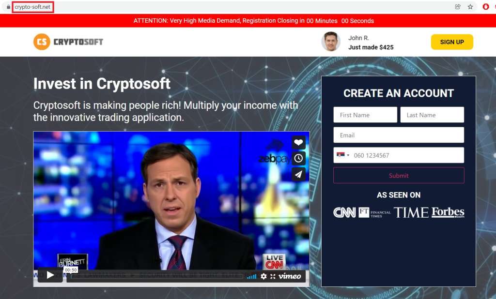 cryptosoft net frontpage