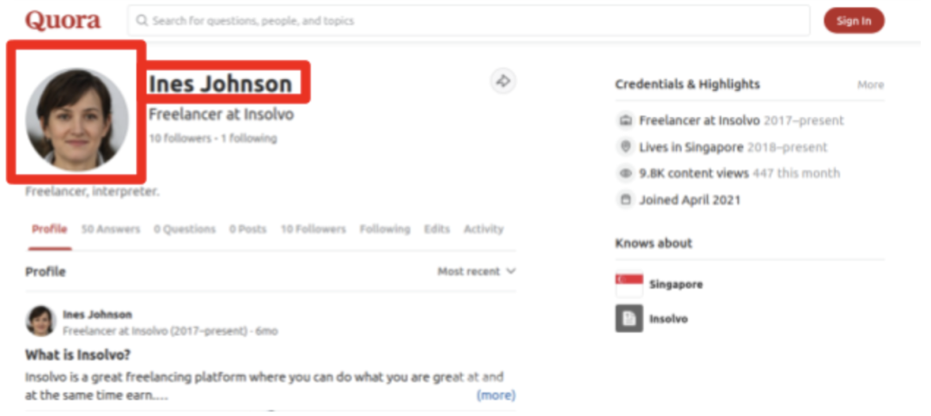 quora profile