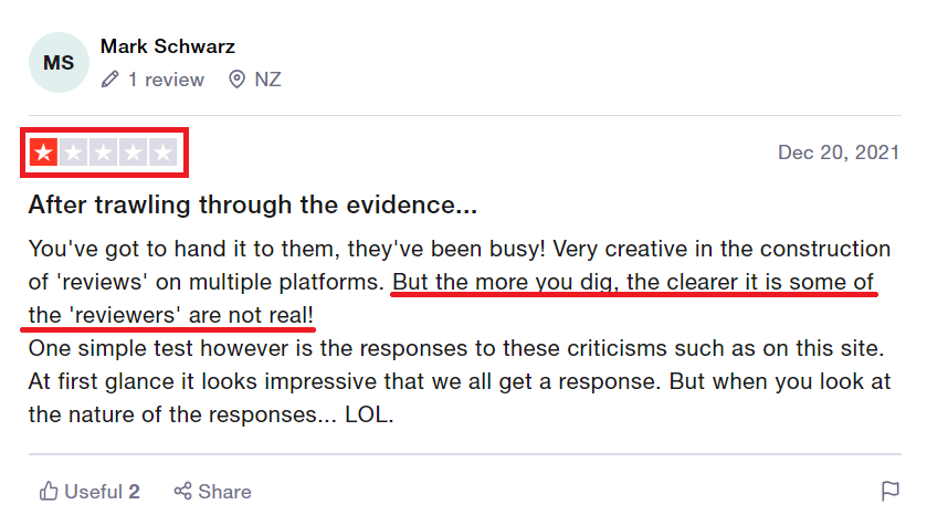 real trustpilot review