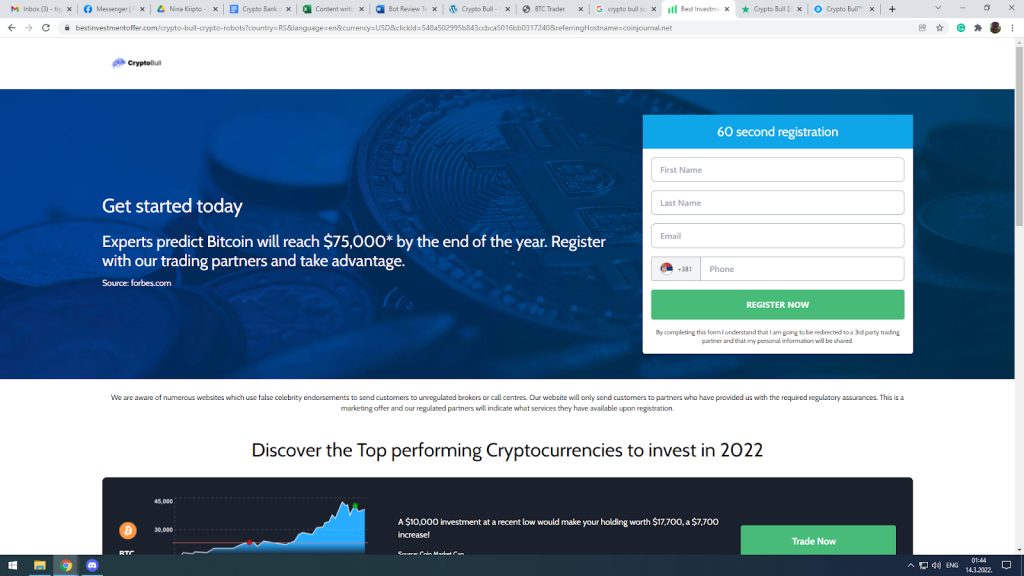 Crypto Bull works via review websites
