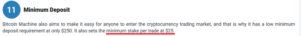 Minimum deposit