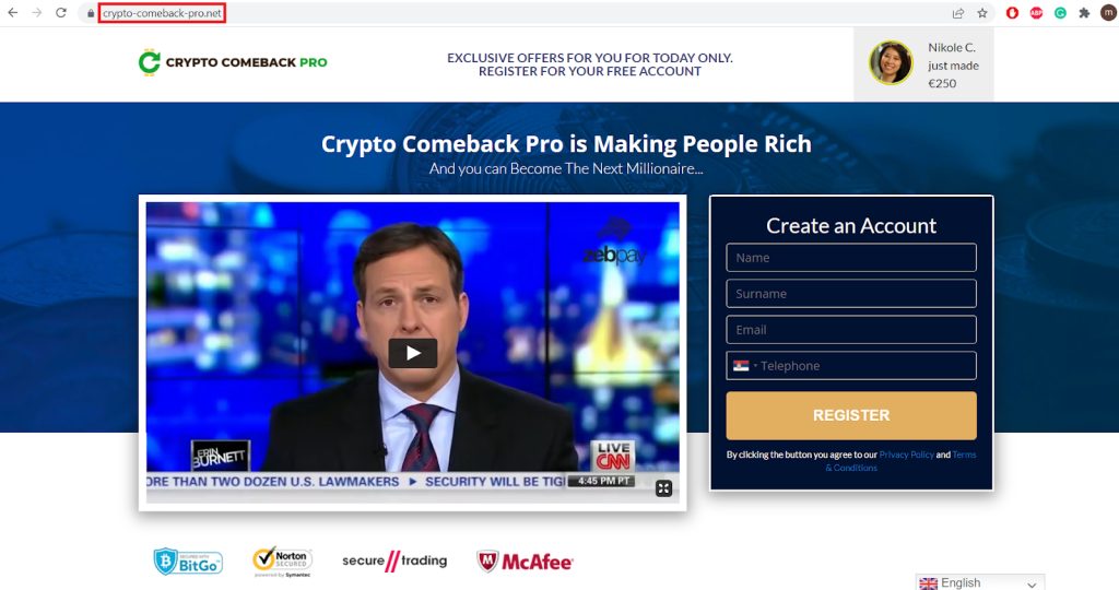 Crypto Comeback Pro 4th site