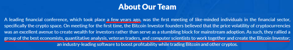 about team of Bitcoin Investor